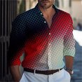 thumbnail image 1 of Camisa estampada con patrón de degradado geométrico para hombre, camisa de manga larga con botones de solapa, ropa de calle para hombre, 1 of 6