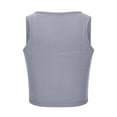 thumbnail image 5 of Lovskoo Knit Summer Tops for Women 2024 Crop Tops for Women Spaghetti Strap Sleeveless Solid Color Stretch Casual T Shirt Top Gray, 5 of 6