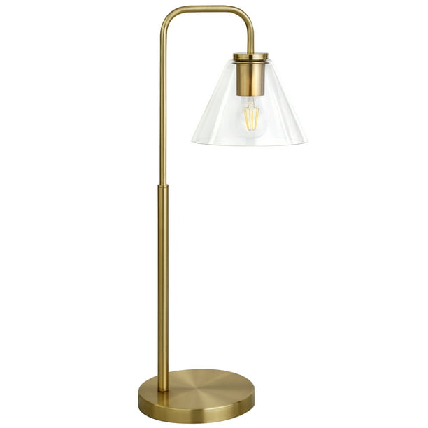 Evelyn Zoe Minimalist Metal Table Lamp, Metal Table Lamp With Glass Shade
