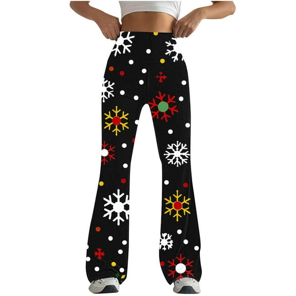 PEONAVET Christmas Womens Flare Leggings No Front Seam Casual Flare Yoga Pants with Tummy and Control High Waist and Wide Leg Workout Pants - Summer's Top Trends