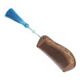 thumbnail image 2 of Peine de madera Peine de masaje para cabello a prueba de estática de sándalo vintage Caja de regalo exquisita con borla azul, 2 of 10