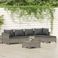 thumbnail image 1 of vidaXL 6 Piece Garden Lounge Set with Cushions Grey Poly Rattan, 1 of 5