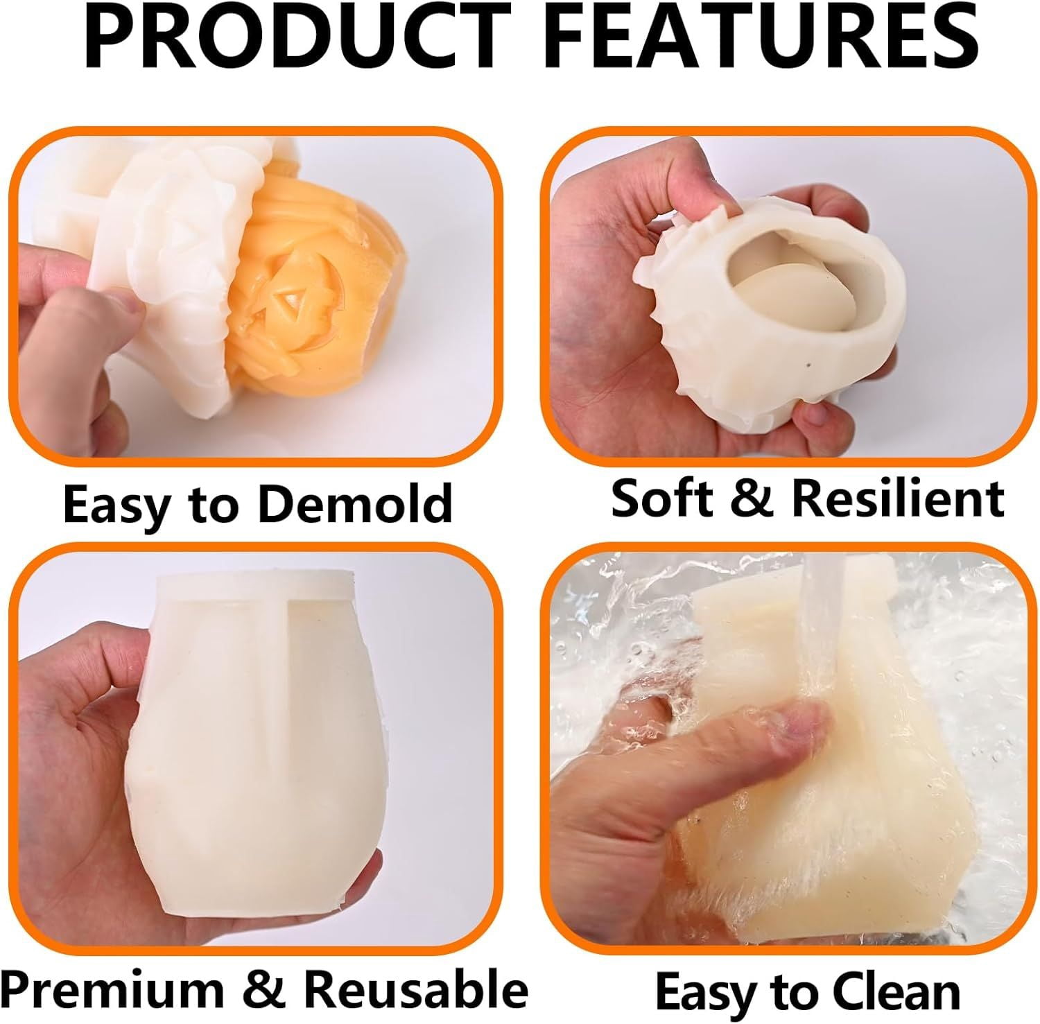 3D Skull Silicone Mold for Resin Candle Soap and Whiskey Ice Making
