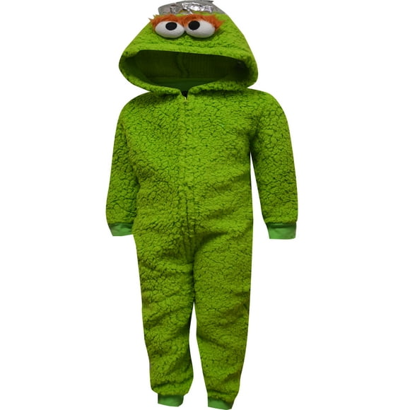 MJC Boys Sesame Street Oscar the Grouch Hooded Union Suit Toddler Pajama (6)