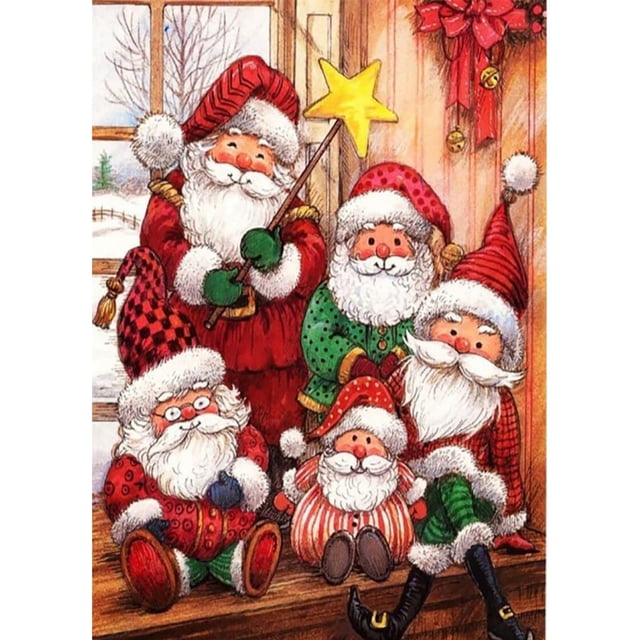 Cuadros Decorativos DIY 5D Papá Noel Kit de pintura de Navidad Taladro completo Regalo de imagen de diamante redondo JShteea Nuevos Originales