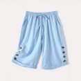 thumbnail image 6 of Shorts for Women Plus Size 3X Fashionable Solid Color Linen Loose Drawcord Button Lace Casual Middle Pants Shorts, 6 of 9