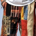 thumbnail image 6 of SGFCWSX Mens Harem Pants Patchwork Elastic Waist Drawstring Pockets Loose Boho Hippie Beach Casual Pants Red Size 2XL, 6 of 7