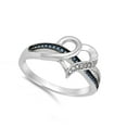 thumbnail image 4 of Heart Blue Simulated Sapphire Promise Ring .925 Sterling Silver Band CZ Jewelry Female Size 9, 4 of 4