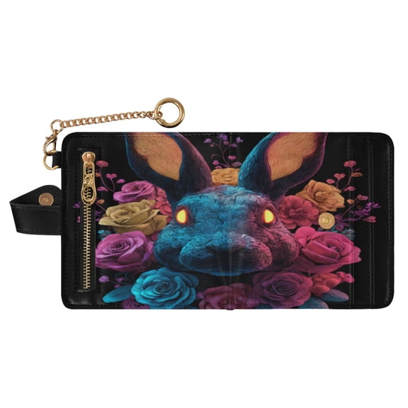 Small Wallet For Women Bifold Leather Pocket Coin Credit Card Holder With RFID Blocking Rabbit Head