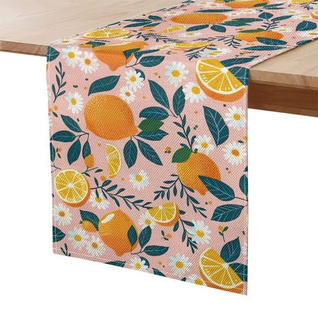 

Kuiaobaty Table Runner Daisy Flower Orange Leaf Pattern Anti-Wrinkle Polyster Table Runner Modern Elegant Table Center Decor for Indoor Outdoor Home Party Decor 13 x 72 Inch