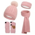 thumbnail image 2 of Womens Winter Beanie Hat Scarf Gloves Set European And Winter Knitted Warm Gloves Hats Scarves Three Piece Set With Thick Velvet And Hat Christmas Gift, 2 of 3
