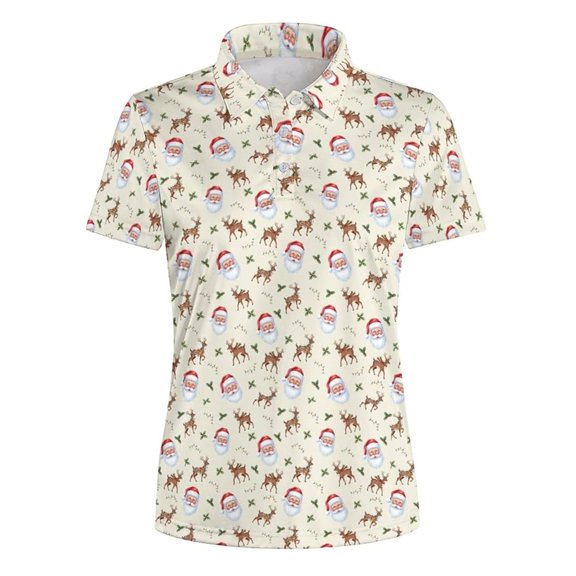 XIAOCHA Christmas Print Polo Shirt For Women Collared Short Sleeve Holiday Casual Golf Top