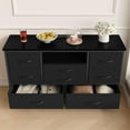 thumbnail image 4 of GloryStar Commode, Commode en Tissu avec 8 Tiroirs en Tissu et Lumières DEL et Prises de Courant, Organisateur de Rangement à Cadre Métallique Robuste, Garde-Robe, 4 of 9