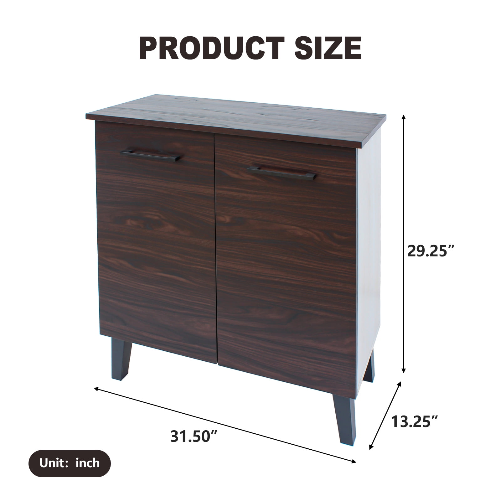 Kadyn Brown Finished Faux Wood Cabinet, Kitchen Storage Cabinet with 3-Shelf, Modern Fiberboard Storage Cabinet for Living Room Kitchen Kadyn Brown Finished Faux Wood Cabinet, Kitchen Storage Cabinet with 3-Shelf, Modern Fiberboard Storage Cabinet for Living Room Kitchen