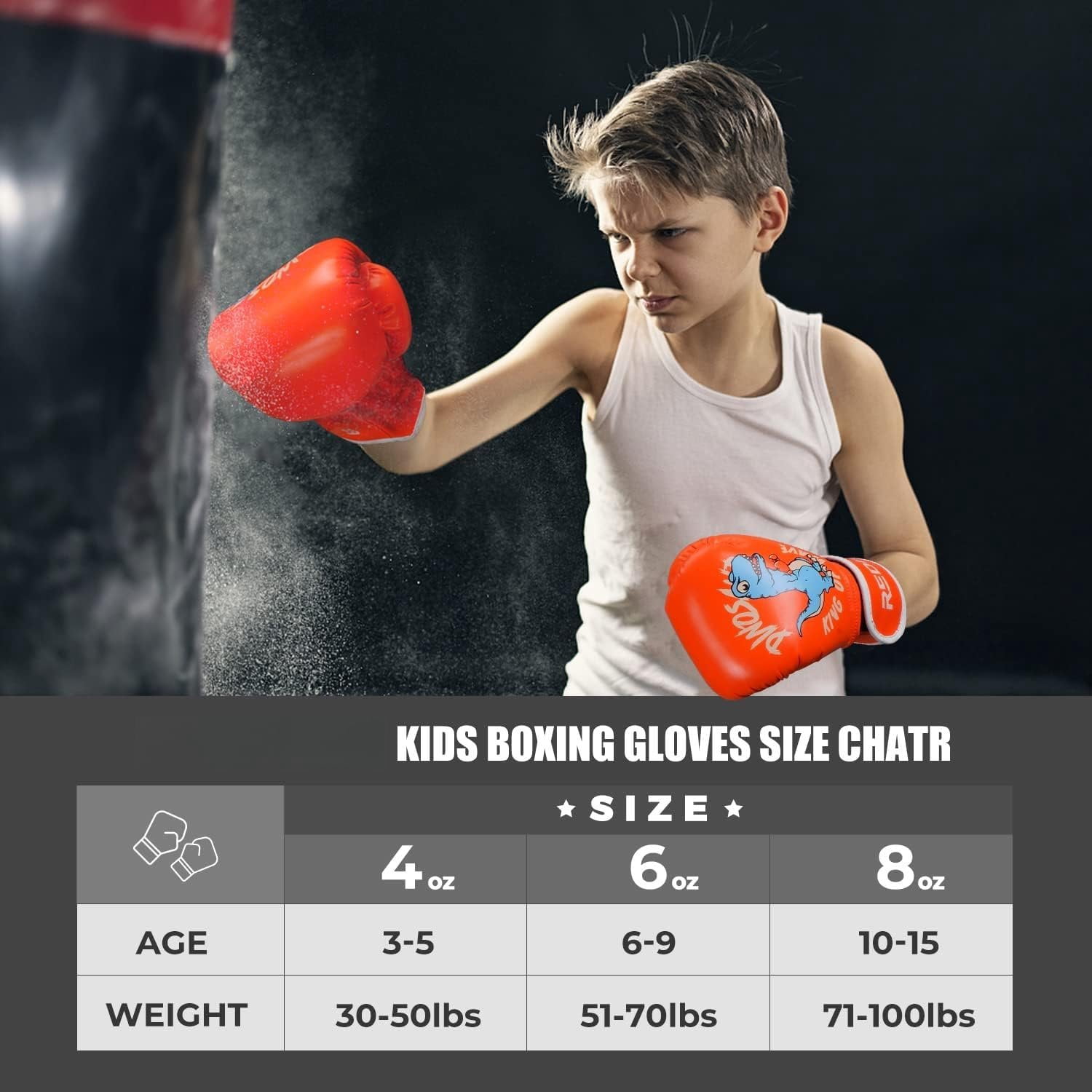 Boxing Gloves for Boys and Girls, Youth Boxing  Gloves for  3-15, 4&6OZ Punching Bag Kickboxing Thai Mitts MMA  Sparring Gloves