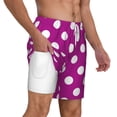 thumbnail image 3 of Picia Purlpe And White Polka Dot pattern Mens Swim Trunks with Compression Liner Stretch Beach Shorts Quick Dry with Zipper Pockets No-Chafing Board Shorts-Large, 3 of 9