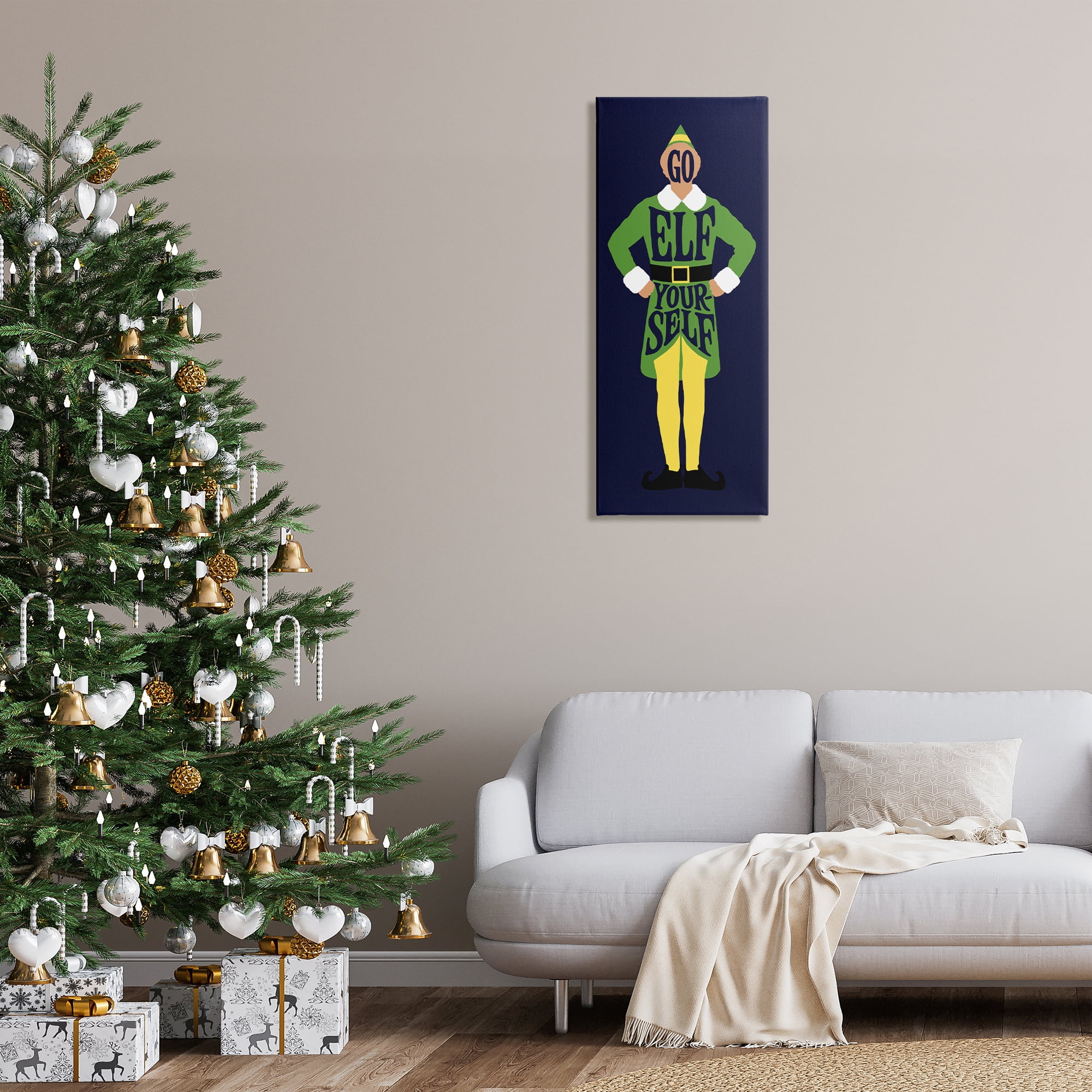 Stupell Industries Sassy Go Elf Yourself Holiday Painting Gallery Wrapped Canvas Art Prints Wall Art, 17 x 40