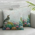 thumbnail image 3 of Creowell Throw Pillow Covers, Summer Succulent Cactus Tropical Plants Bird Butterfly Square Cushion Case Pillowcase for Couch Sofa Bed Home Decoration 18x18in, 3 of 5