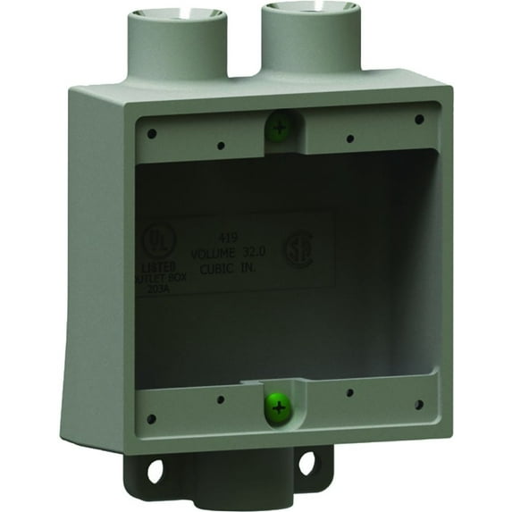 Killark 2FSD-1, 2-Gang, (3) 1/2"" Hub, Aluminum, Shallow, Cast Device Box, 1 pc