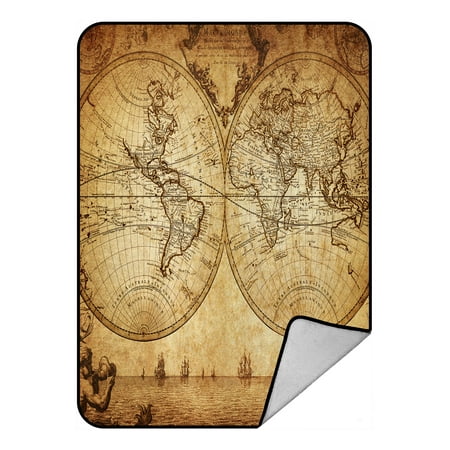 - YKCG Vintage World Map Ancient Nautical Chart Navigation Voyage Sailing Blanket Crystal Velvet Front and Lambswool Sherpa Fleece Back Throw Blanket 58x80inches