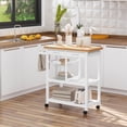 thumbnail image 2 of HOMCOM Wooden Rolling Kitchen Trolley Island Portable Kitchen Serving Cart with 3 Bottle Wine Rack, Towel Rack and Drawers, White, 2 of 10