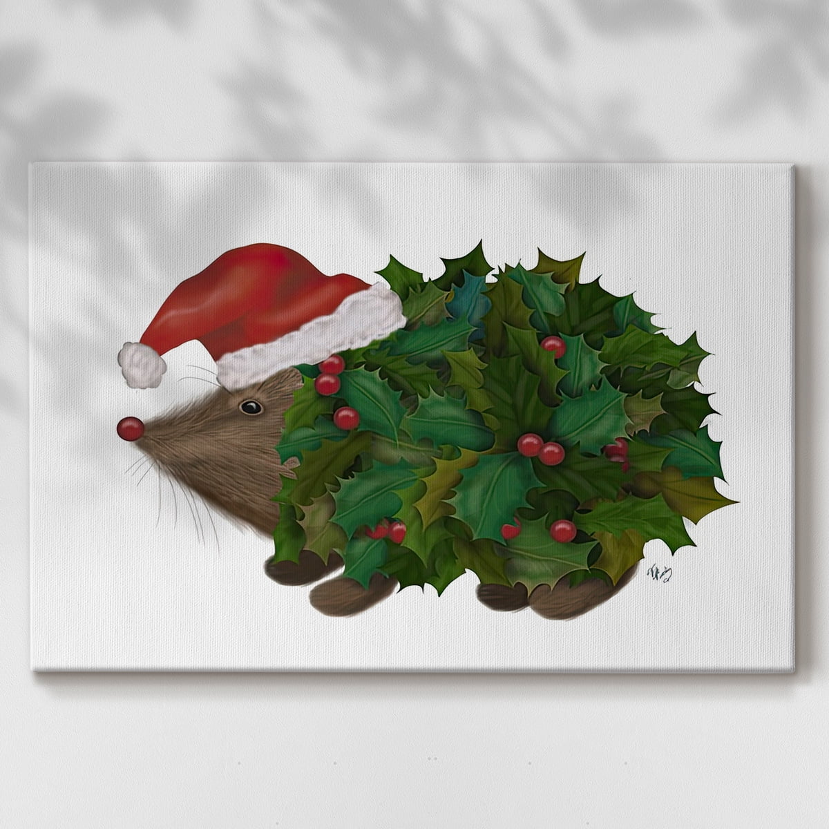 Christmas Holly Hedgehog- Gallery Wrapped Canvas