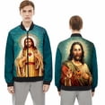 thumbnail image 3 of Nuevas chaquetas de bombardero con cremallera y estampado 3D de Jesús para hombre y mujer, abrigos para hombre, chaquetas con cremallera, abrigos de manga larga, tops, 3 of 5