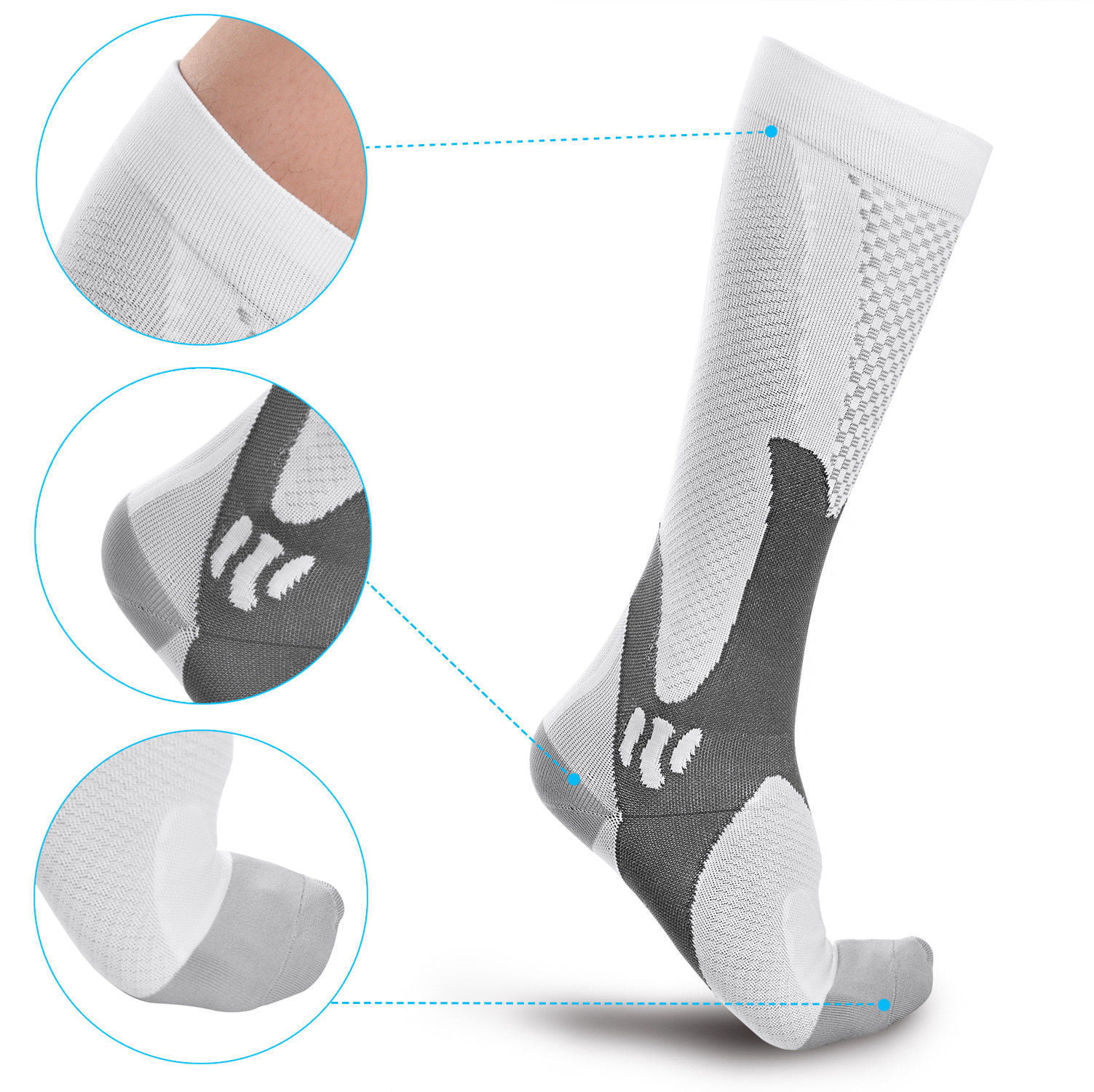 Unisex Compression Socks Running Anti Fatigue Graduated Travel  Sleeve US 