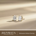 thumbnail image 3 of JeenMata Minimalist 0.5 Carat Emerald Cut Moissanite Solitaire Stud Earrings in 18k Yellow Gold Plating for Women, 3 of 11