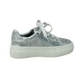 thumbnail image 2 of Girl's Rhinestone Flat Bling Fashion Tennis Sneakers Sidny Sneaker Silver, 4 Big Kid, 2 of 3