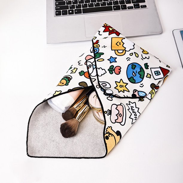Lazy Adhesive Wrap Makeup Bag Pack Travel Cosmetic Organizer Adhesive Cloth Foldable Pouch For Makeup Brushes Electronics Accessories Cable