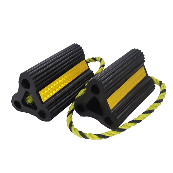 WECARLLE 1 Pair (2 Pack) Heavy Duty Rubber Wheel Chocks for RV Trailer Camper Trucks and Aircraft, with Rope and 3 Reflective Strips, Tire Immobilizers