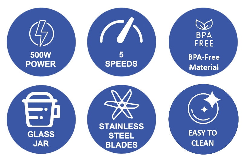 Mainstays 5 Speed  Glass Jar  Blender With Capacity 48 Oz, Black