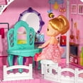 thumbnail image 5 of Hot Bee Kids Luxurious Dollhouse Set, 24.8'' Three-Story Villa with Slide, 7 Rooms with 2 Dolls&4 Puppys, Doll House Furniture Accessories, Pink Gift Toys for Girls 3 4 5 6+, 5 of 12
