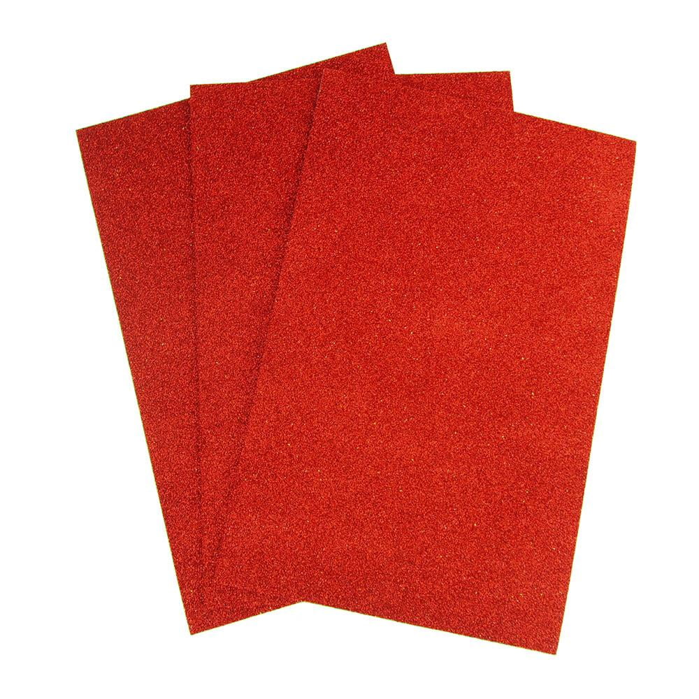 SelfAdhesive Glitter EVA Foam Sheet, 8Inch x 12Inch, 3Piece, Red
