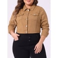 thumbnail image 2 of DARING DIVA Women's Plus Size Long Sleeve Jean Button Cropped Denim Jacket 3X Brown, 2 of 6