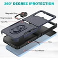 thumbnail image 2 of Heavy Duty Case for Samsung Galaxy Z Flip 4, Full Body Case with 360° Rotation Metal Ring Holder Kickstand Rugged Shockproof Anti-Scratch Case,Pink, 2 of 5