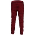 thumbnail image 3 of J. METHOD Men’s Jogger Pants Casual Moto Biker Zipper Slim Fit French Terry Fleece Tapered Leg Elastic Waist NEMP20 Burgundy XL, 3 of 6