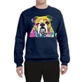 thumbnail image 2 of Wild Bobby Dean Russo Neon Colorful Pug Dog The Bulldog Dog Lover Unisex Crewneck Graphic Sweatshirt, Vintage Heather Navy, Large, 2 of 5