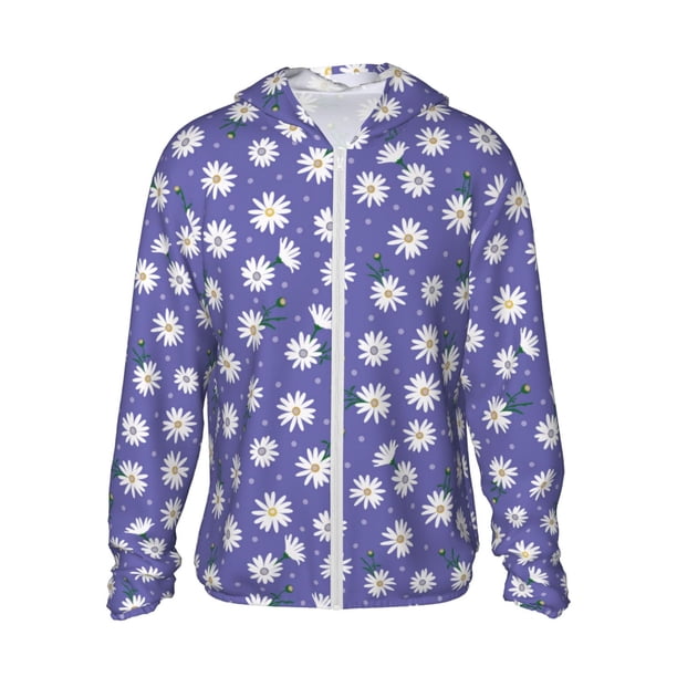 Fotbe Daisies Flowers Chaqueta con Protección Solar UPF 50+ para Hombre y Mujer, Camisa con Capucha y Bolsillos-XX-Large