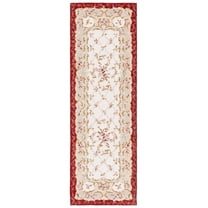 SAFAVIEH Chelsea Zoja Floral Wool Runner Rug, Ivory/Burgundy, 2'6" x 10'