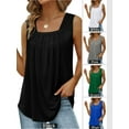 thumbnail image 5 of Hanerdun Women Pleated Tank Top Female Square Neck Sleeveless Tops Green L, 5 of 5