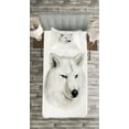 thumbnail image 3 of Ambesonne Wolf Quilted Bedspread Set 2 Pcs, White Canine Head Mammal, Twin Size, Black Beige Yellow, 3 of 3