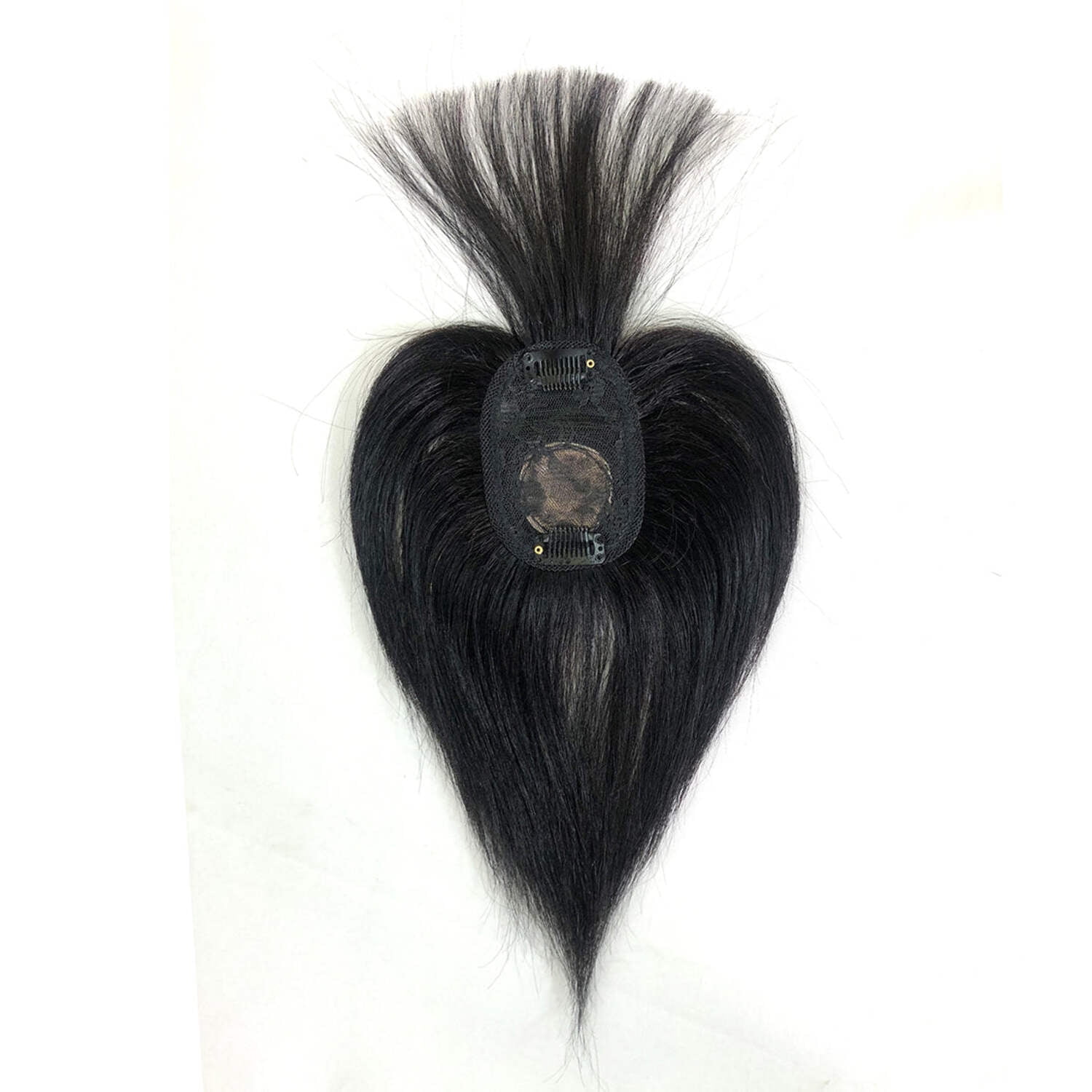 viviabella Hair Toppers for Women Clip in Human Hair Pieces With Bangs 8” 12” Silk Base Crown Top Toupee Fringe for Loss Thinning Hair Replacement Extensions for Straight Hair