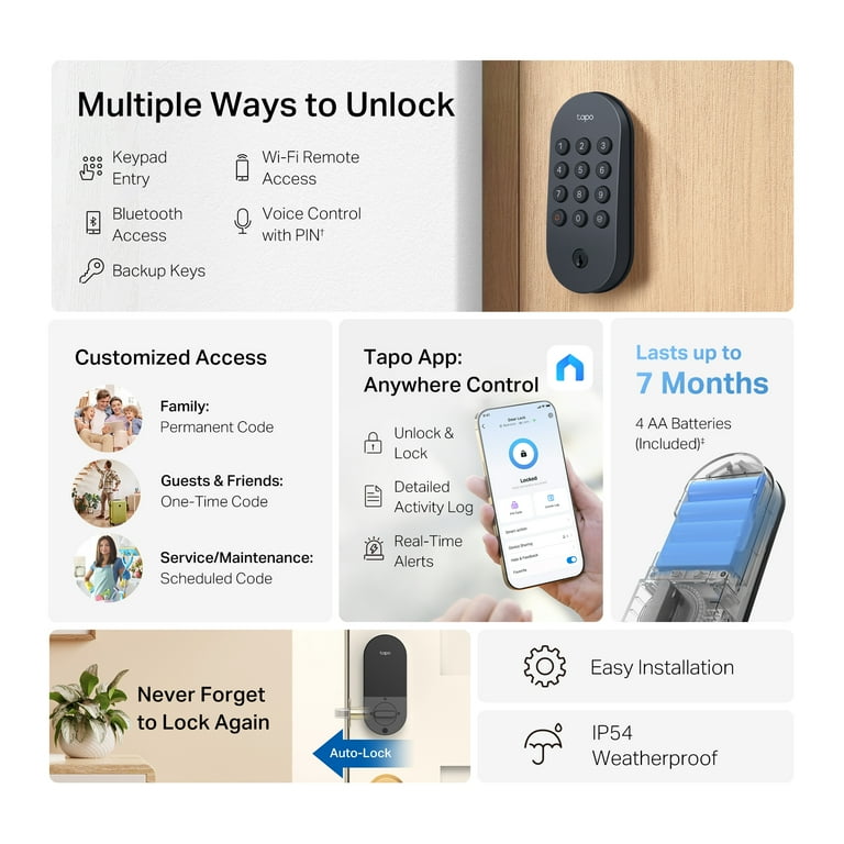 TP-Link Tapo Smart Door Lock, Keyless Entry, Black photo 6
