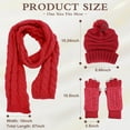 thumbnail image 5 of Hat Gloves Scarf Set Women Winter Knit Beanie Hat+Touchscreen Gloves+Long Scarve 3 in 1 Set Gift for Women Girls three-piece set, 5 of 8