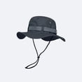 thumbnail image 4 of Bpyeka Men's Vintage Tactical Wide Brim Boonie Hat, Foldable Adjustable Chin Strap Outdoor Hiking Fishing Sun Bucket Hat Free Size, Dark Gray, 4 of 5