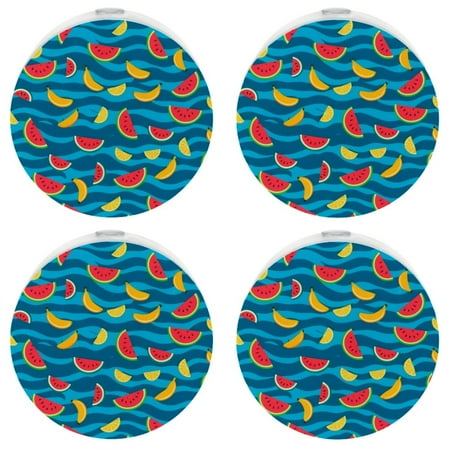 

Night Light Night Lights Plug into Wall 4-Pack Nightlight Plug in Night Light Dusk to Dawn Night Lamp Led Night Light for Adults Kids Room Fruit Banana Watermelon Orange Cartoon Summer