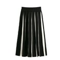 thumbnail image 2 of Made By Johnny Women's High Elastic Waist Pleated Mid A-Line Swing Skirt Bodycon Sweater Dress Denim Dress, 2 of 9