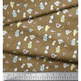 thumbnail image 3 of Soimoi Brown Cotton Voile Fabric Cup,Kettle & Mixer Jar Kitchen Print Sewing Fabric Yard 42 Inch Wide, 3 of 3